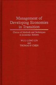 Front cover of Management of developing economies in transition by Wuu-Long Lin