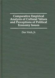 Front cover of Comparative empirical analysis of cultural values and perceptions of political economy issues by Dan Voich