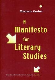 Cover of A manifesto for literary studies by Marjorie B. Garber