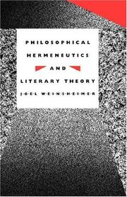 Cover of Philosophical hermeneutics and literary theory by Joel Weinsheimer