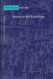 Front cover of Philosophy and the return to self-knowledge by Donald Phillip Verene