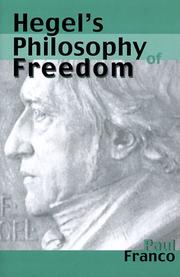 Cover of Hegel's Philosophy of Freedom by Paul Franco