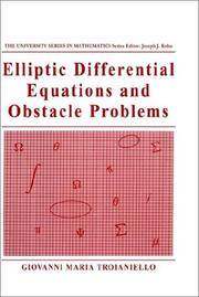Cover of Elliptic differential equations and obstacle problems by Giovanni Maria Troianiello