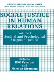 Front cover of Social justice in human relations by Herman Steensma