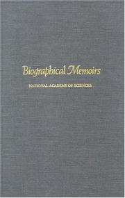 Cover of Biographical Memoirs by National Academy of Sciences U.S.