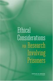 Front cover of Ethical Considerations for Research Involving Prisoners by Committee on Ethical Considerations for Revisions to DHHS Regulations for Protection of Prisoners Involved in Research