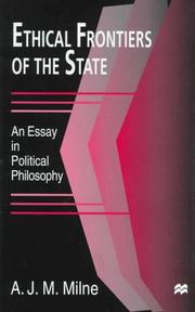 Cover of Ethical Frontiers of the State by A. J. M. Milne
