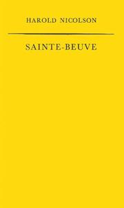Cover of Sainte-Beuve by Harold Nicolson