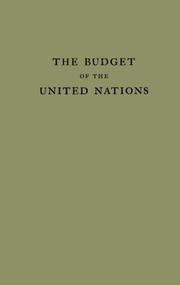 Front cover of The budget of the United Nations, September 1947 by Maxwell Graduate School of Citizenship and Public Affairs.