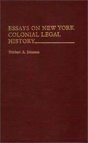 Front cover of Essays on New York colonial legal history by Herbert Alan Johnson