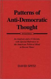 Front cover of Patterns of anti-democratic thought by David Spitz