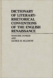 Front cover of Dictionary of literary-rhetorical conventions of the English Renaissance by Marjorie Donker