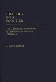 Front cover of Ideology on a frontier by J. Alton Templin