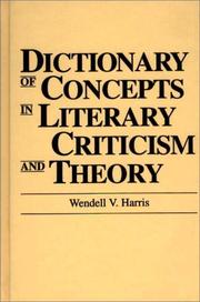 Cover of Dictionary of concepts in literary criticism and theory by Wendell V. Harris