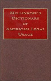 Cover of Mellinkoff's Dictionary of American legal usage by David Mellinkoff