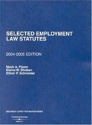 Front cover of Selected Employment Law Statutes by Mack A. Player