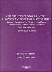 Front cover of Corporations & Other Limited Liability Entities and Partnerships 2004-2005 Edition by Thomas Lee Hazen
