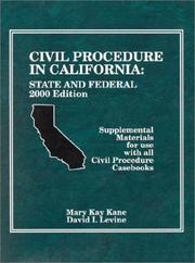 Front cover of Civil Procedure in California by Mary Kay Kane