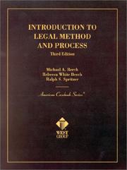 Cover of Introduction to legal method and process by Michael A. Berch
