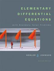 Cover of Elementary Differential Equations by Werner E. Kohler