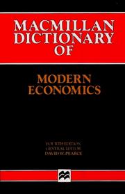 Front cover of Macmillan dictionary of modern economics by David W. Pearce