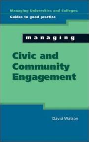 Front cover of Managing Civic and Community Engagement by David Watson