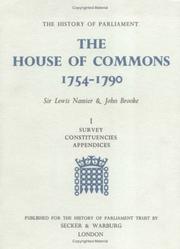 Cover of The House of Commons, 1754-1790 by Namier, Lewis Bernstein Sir