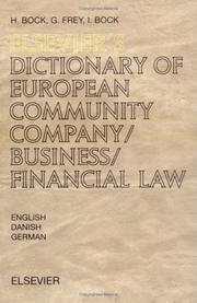 Front cover of Elsevier's dictionary of European community company/business/financial law by Hanne Bock