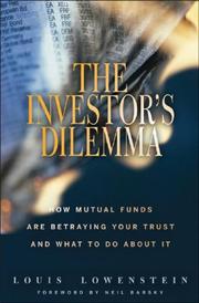 Cover of The investor's dilemma by Louis Lowenstein