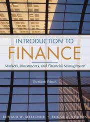 Cover of Introduction to finance by Ronald W. Melicher