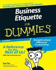 Front cover of Business Etiquette For Dummies (For Dummies (Business & Personal Finance)) by Sue Fox