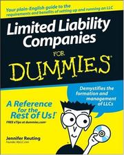 Cover of Limited Liability Companies For Dummies by Jennifer Reuting