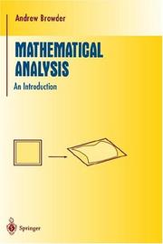 Cover of Mathematical analysis by Andrew Browder