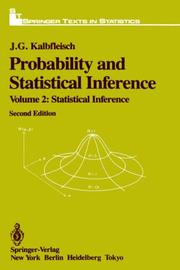Cover of Probability and statistical inference by J. G. Kalbfleisch