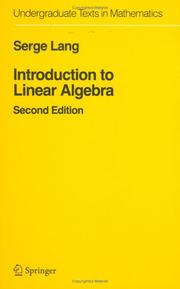 Cover of Introduction to linear algebra by Serge Lang
