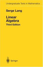 Cover of Linear algebra by Serge Lang