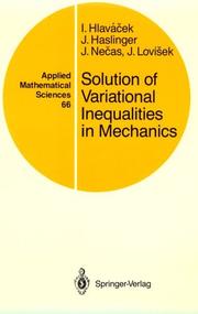 Front cover of Solution of variational inequalities in mechanics by Ivan Hlaváček