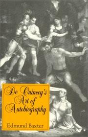 Front cover of De Quincey's art of autobiography by Edmund Baxter