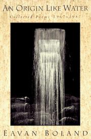 Cover of An Origin Like Water by Eavan Boland
