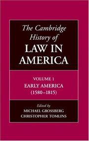 Cover of The Cambridge History of Law in America by Grossberg, Michael (EDT)/ Tomlins, Christopher (EDT)