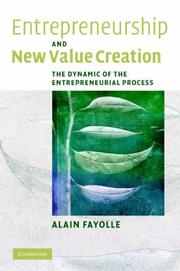 Cover of Entrepreneurship and New Value Creation by Alain Fayolle