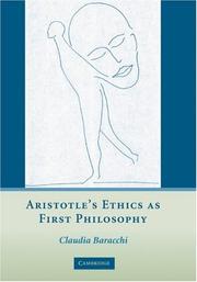 Front cover of Aristotle's Ethics as First Philosophy by Claudia Baracchi