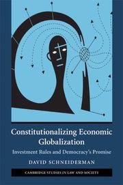 Cover of Constitutionalizing Economic Globalization by David Schneiderman