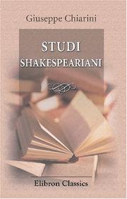 Cover of Studi Shakespeariani by Giuseppe Chiarini