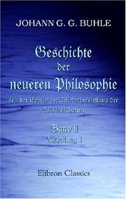 Front cover of Geschichte der neuern Philosophie seit der Epoche der Wiederherstellung der Wissenschaften by Johann Gottlieb Gerhard Buhle