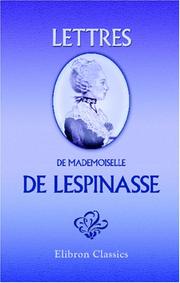 Cover of Lettres de mademoiselle de Lespinasse by Julie de Lespinasse