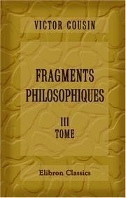 Front cover of Fragments philosophiques by Cousin, Victor