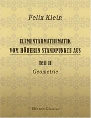 Cover of Elementarmathematik vom höheren Standpunkte aus by Felix Klein