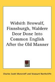Cover of Widsith Beowulf, Finnsburgh, Waldere Deor Done Into Common English After the Old Manner by Unknown