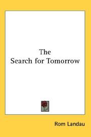 Front cover of The Search for Tomorrow by Rom Landau